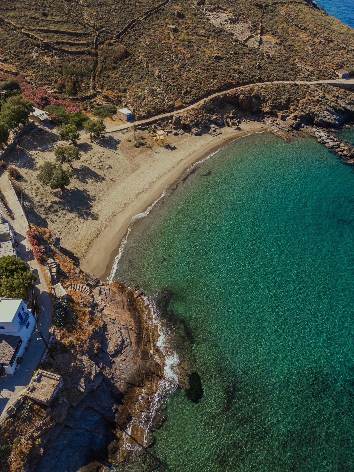 Aerial view of the beach and turquoise waters